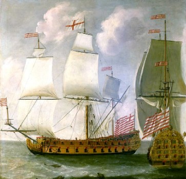 Front and Side of East Indiaman, c. 1700